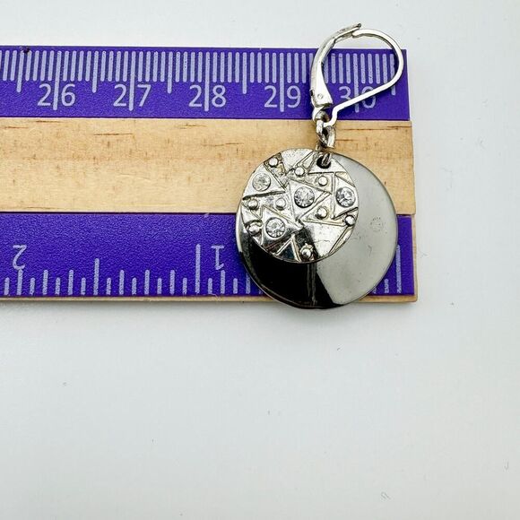 Vintage Silver Tone Geometric Dangle Earrings Boho Chic Modern Spherical - Picture 9 of 9